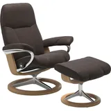 Stressless Stressless® Relaxsessel »Consul«, (Set, Relaxsessel mit Hocker), mit Hocker, mit Signature Base, Größe M, Gestell Eiche, braun