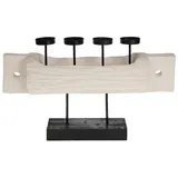 Macosa Home Adventskranz Advents-Kerzenständer aus massivem Holz 51 cm mit 4 Kerzen-Haltern, Metall Advents-Deko Tischdeko Design weiß