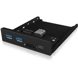 ICY BOX IB-HUB1417-i3 Frontpanel mit USB 3.0 Type-C und Type-A Hub mit Kartenleser