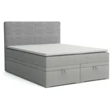 Deine Möbel 24 Boxspringbett DANIEL Boxbett Polsterbett Komplettbett Bett mit einer Matratze H4 (Taschenfederkernmatratzen 7 Zonen H4 Grau Hellgrau Schwarz Anthrazit Beige Samt Velour, 3-St., Taschen-federkernmatratze 7 Zonen H4 PREMIUM Bett), inkl Topper, Bettkasten 120x200 140x200 160x200 180x200 200x200 grau|silberfarben