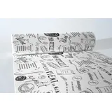 Mank Tischläufer Airlaid Script Schwarz, 40 cm x 24 m | Tischdecken-Rolle stoffähnlich | Tischtuch Schriftzüge Wine Bon Appetit