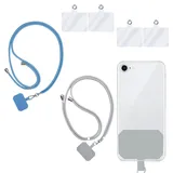 KARELLS 2 Stück Handykette Universal zum Umhängen, Handyband Kordel Kette für Outdoor, Handykette Universal, Kompatibel mit jedem Handy und Smartphone, Handyband Zum Umhängen, Praktisch, Grau+Blau