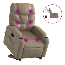 vidaXL Massagesessel mit Aufstehhilfe Kunstleder 89 x 100 x 0 cm Braun elektrisch