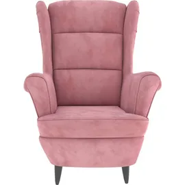 vidaXL Ohrensessel mit Hocker Samt 81 x 96 x 90 cm Rosa