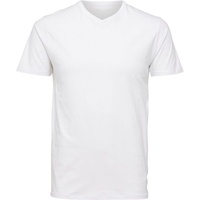 Selected Homme Herren V-Neck Kurzarm T-Shirt SLHNEWPIMA Regular Fit Weiß S