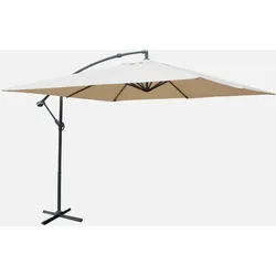 Sonnenschirm 3X3m - Beige - Rücklaufsichere Kurbel  Wasserabweisendes Gewebe  Einfache Anwendung