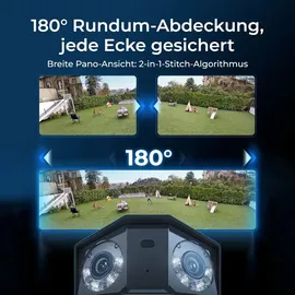 Reolink Überwachungskamera PoE 16MP UHD, Dual-Objektiv,Farb-Nachtsicht,Person/Fahrzeug/Tier-Erkennung,180°Panorama, Außenbereich - Weiß