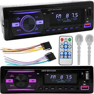 Retoo Autoradio Bluetooth Freisprecheinrichtung Fernbedienung 1 DIN MP3 Player 2 USB Musikspielen Aufladen FM Radio Tuner MP3 AUX RDS MicroSD 4x60W RGB Reto