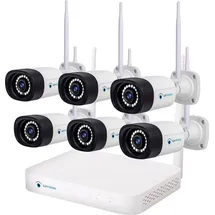 LuVision Dual WLAN Funk Video Überwachungssystem 10 Kanal Mini NVR 5MP Überwachungskamera Set Mikrofon Cloud 6 Kameras