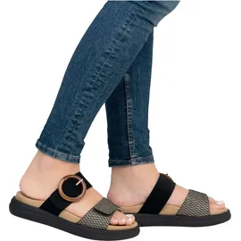 REMONTE Damen D2N51, Frauen Slipper,Pantoletten,Slip on,Freizeitschuhe,Schlupfschuhe,schluepfschuhe,Slides,Slip-ons,Mules,schwarz Kombi (03),36 EU - Schwarz - 36