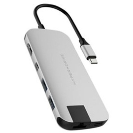 Hyper HyperDrive USB C Hub 8-in-2 Sanho Typ C MacBook Pro Hub mit HDMI-Mini-Diaplay-Anschluss Thunderbolt 3 USB-C 3.1 Stromversorgung SD/MicroSD-Kartenleser für MacBook Pro & Air 13 "15" Silber