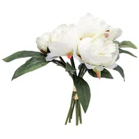 Spetebo Pfingstrosen Strauß künstlich 30 cm - Creme weiß - Deko Blumenstrauß gebunden - Strauß Kunst Päonie Dekorpflanze Kunstblumen Blumen Bouquet künstlich