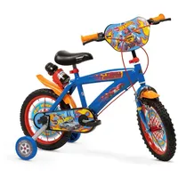 T&Y Trade Kinderfahrrad 14 Zoll Kinder Jungen Fahrrad Rad Bike Blau Rot Hot Wheels Toimsa, 1 Gang, Stützräder, Trinkflasche