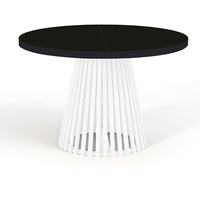 Runder Ausziehbarer Tisch für Esszimmer, DOVER - Industrial/Loft Still mit Lamellenbeine, Durchmesser: 90 / 190 cm, Farbe: Schwarz / Weiß