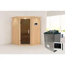 Karibu Larin inkl. 9 kW Ofen + ext. Steuerung + Dachkranz