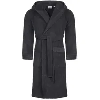 CLASS HOME COLLECTION Unisex-Bademantel mit Kapuze – Baumwoll-Frottee Morgenmantel für Damen & Herren, klassisch, 100% Baumwolle, Kapuze, Binde Gürtel, Mit Kapuze, zwei aufgesetzten Taschen und Bindegürtel grau S