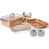 LIVINGTON WonderCooker Deluxe Doppelbräter inkl. Glasdeckel und 2 Frittier-/Pastakörbe