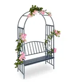 Relaxdays Rosenbogen mit 2er Sitzbank Anthrazit