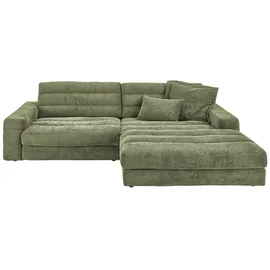 KAWOLA Ecksofa Lana Cord Recamiere rechts olivgrün