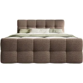 luxusbetten24 Boxspringbett Cozy Bouclé mit Stauraum 180x200 Taupe - Taupe