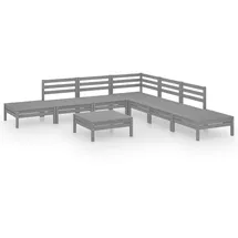vidaXL 8-tlg. Garten-Lounge-Set Massivholz Kiefer Grau