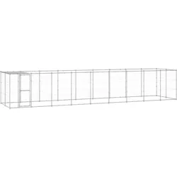 Outdoor-Hundezwinger mit Überdachung Verzinkter Stahl 21,78 m2