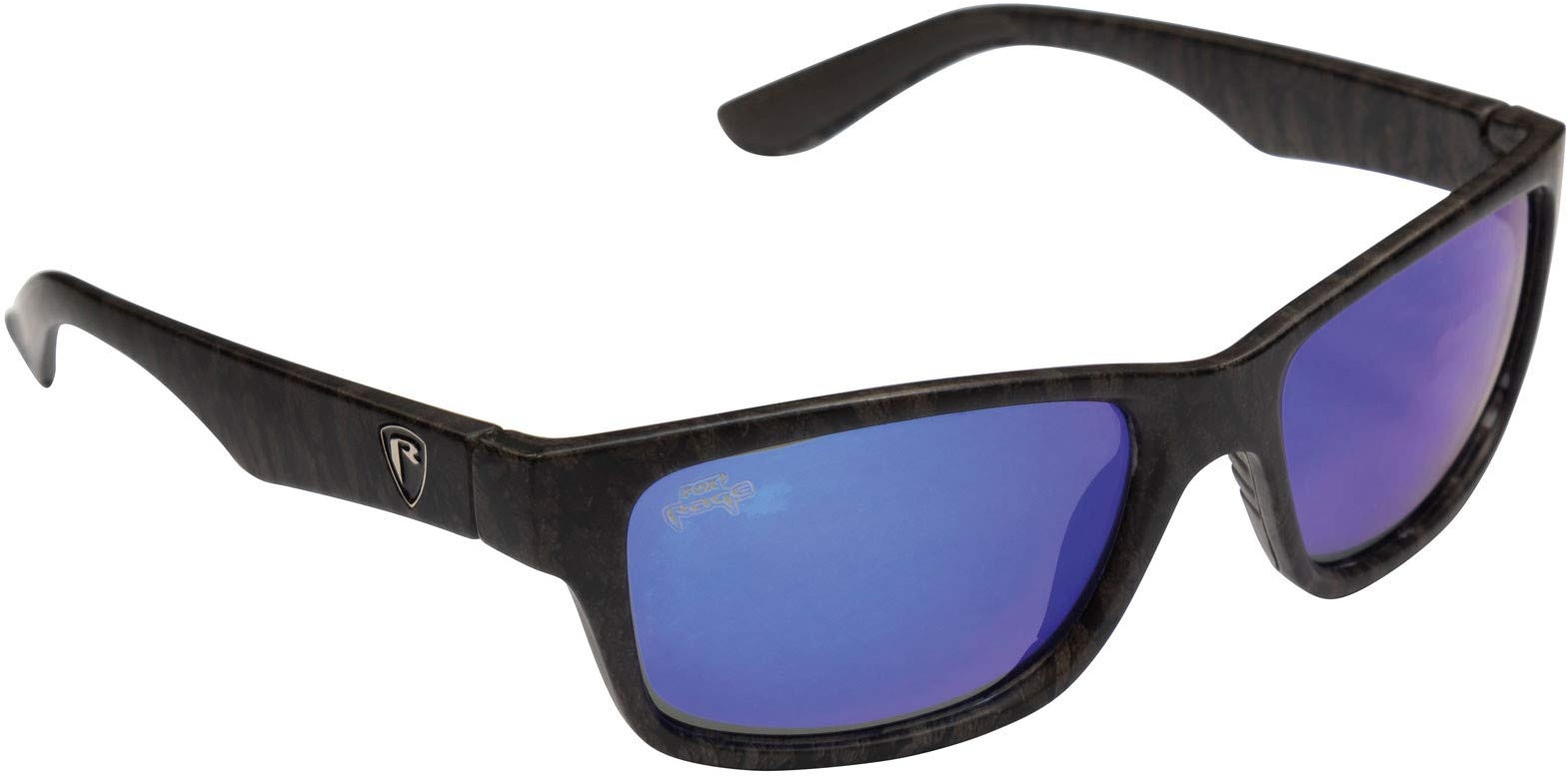 Fox Rage Camo Eyewear - Polarisationsbrille, Modell:offener Rahmen / graue Gräser mit blauer Oberfläche