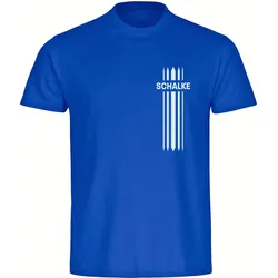 multifanshop Kinder T-Shirt - Schalke - Streifen - Druck weiß - Kind