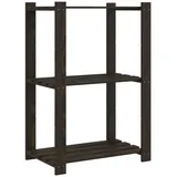 vidaXL Lagerregal mit 3 Böden Schwarz 60x38x90 cm Massivholz Kiefer