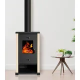 Prometey EEK A+ Kaminofen Mini Eco Anthrazit Holzofen 6.3  kW Kamin Ofen Dauerbrandofen Werkstattofen Schwedenofen Hüttenofen Heizofen - Grau