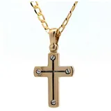 HOPLO Kreuzanhänger Anhänger Kreuz 585 Gold mit Kette 2,6 mm 585 Gold, Made in Germany