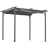 Outsunny - Pergola Wasserdichter Pavillon 3 x 3 m Terrassenüberdachung mit Schiebedach, UV-Schutz für Garten Metall Schwarz+Grau