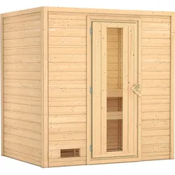 Karibu Woodfeeling Sauna Sonja - 38 mm -ohne Dachkranz- Energiesparende Saunatür
