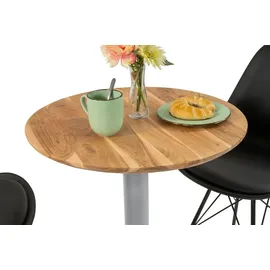 Sam Bistrotisch Schweizer Kante 60 cm Ø 75 cm Akazie naturfarben/silber