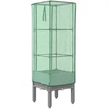 vidaXL Hochbeet mit Gewächshaus-Aufsatz 40 x 40 x 140 cm Rattan-Optik