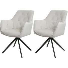 MCW Esszimmerstuhl MCW-L80, Küchenstuhl Polsterstuhl Stuhl mit Armlehne, drehbar, Metall Stoff/Textil ~ creme-beige