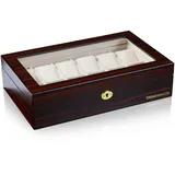 DESIGNHÜTTE® Uhrenbox/Aufbewahrung Auckland 12 Mahagoni für 12 Armbanduhren