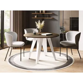 WFL GROUP Esstisch, Alteiche, Holzwerkstoff, 6-Sitzer, Rund,Rund, 90x76x90 cm, Esszimmer, Tische, Esstische