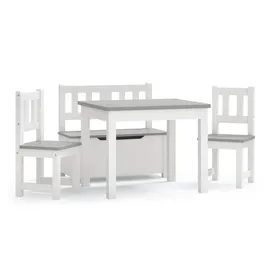 vidaXL Kindersitzgruppe 4-tlg. Weiß und Grau MDF