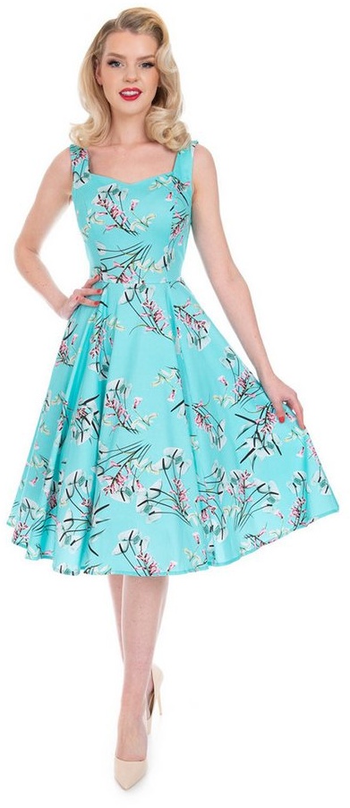 Hearts & Roses London A-Linien-Kleid Sandra Floral Swing Dress Rockabella Vintage Retro schwarz L