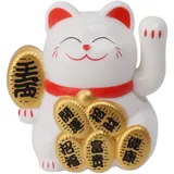 Mumusuki Winkekatze, Solarbetriebene Niedliche Glückskatze Maneki Neko Winkearm für Glück und Reichtum, Neko Winke Katze Chinesische für die Dekoration, Glücksbringer, Geschenke (Weiss)