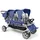 GAGGLE Jamboree 6-Sitzer-Kinderwagen für mehrere Kinder mit UV-blockierenden Verdecken, verstellbaren Sitzen, 5-Punkt-Sicherheitsgurt, kompakt zusammenklappbar, Parks und Reisen, Blau