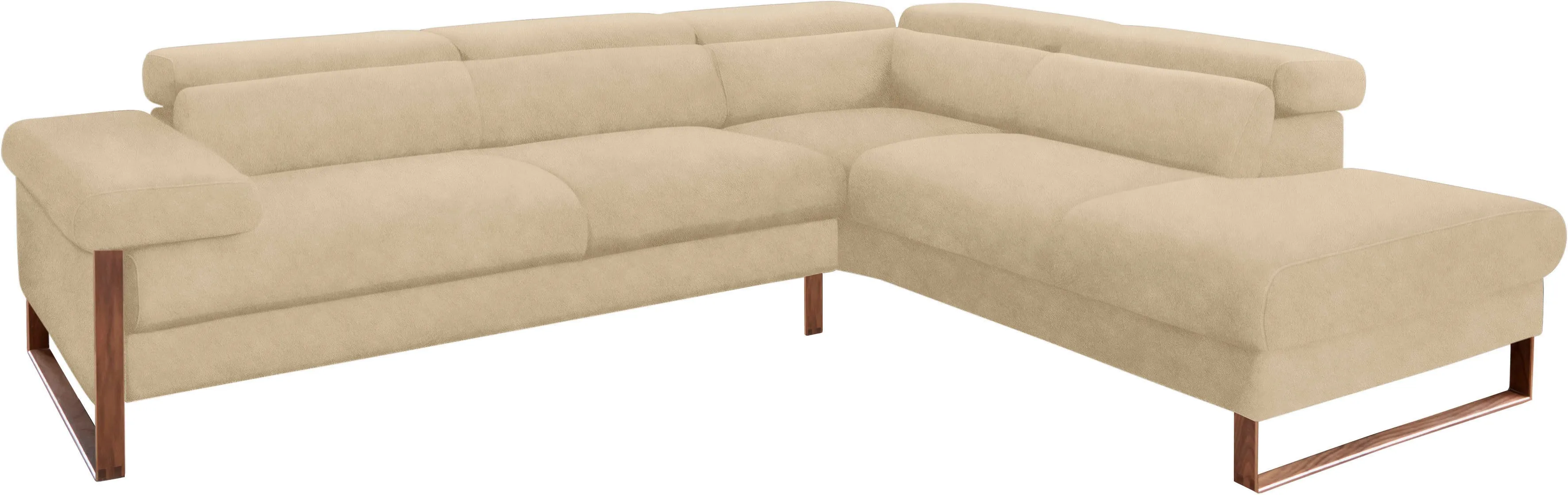 W.SCHILLIG Ecksofa »finn«, German Design Award 2016, Fußgestell Nussbaum natur, Breite 281 cm W.SCHILLIG sahara S37