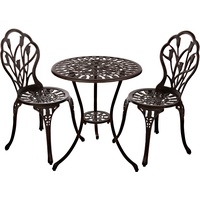 Tisch Set 152405C1551 stabiles Gartenmöbel Set Balkonset Bistroset Aluminium Guss (Antik Bronze)