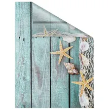 Lichtblick Fensterfolie Bretter Beach 1 St., blickdicht, strukturiertKlebepunkte, selbstklebend, Sichtschutz, blau