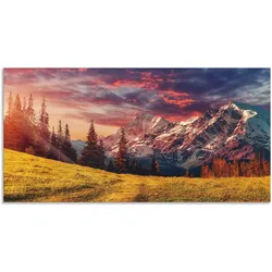Wandbild ARTLAND "Alpines Hochland", rot (farbe bild(er): rot), B:100cm H:50cm, Bilder, als Alubild, Outdoorbild, Leinwandbild in verschied. Größen