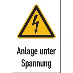 König Werbeanlagen Dreifke® Warnschild, Kombischild, Anlage unter Spannung - 200x300x0.6 mm Magnetfolie