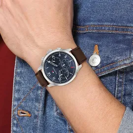 Tommy Hilfiger Multi Zifferblatt Uhr für Herren mit Braunes Lederarmband - 1791855