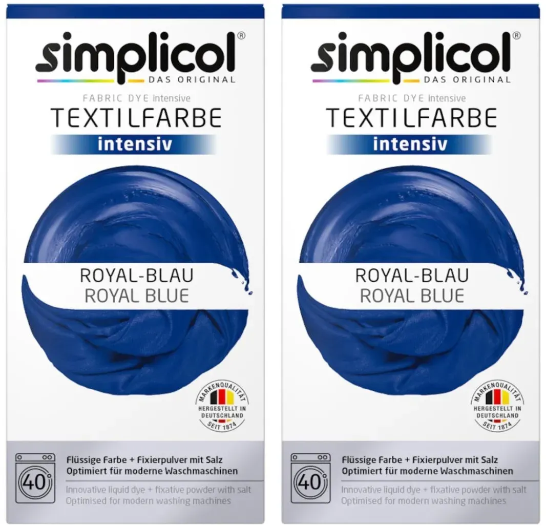 Simplicol Textilfarbe intensiv Royal-Blau 150g 2er Pack