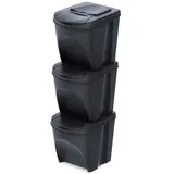 KEDEN Sortibox 25 l 3-tlg. Schwarz